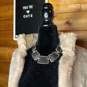 80’s Gold tone, black link necklace, snake skin